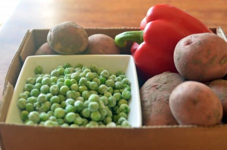 Christmas Pepper and Pea Potatoes. A new spin on a holiday classic!